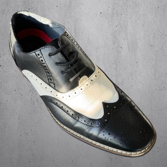 Parrazo “Wooden” Two Tone Wingtip Oxfords Perforated Lace Up Dress Shoes 9.5 main image 7